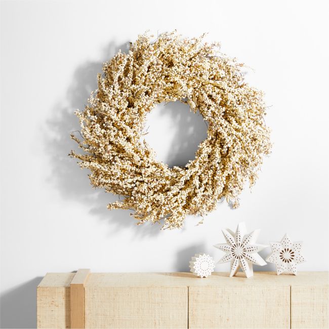 Faux White Mini Berry Wreath 32'